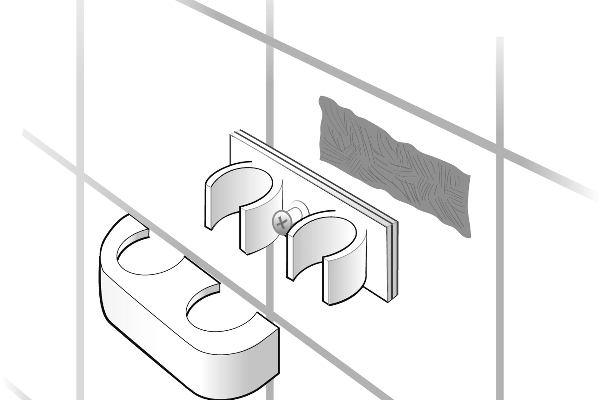 Infästning av produkter med lim.